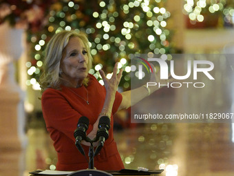 The First Lady Jill Biden delivers remarks to offer her holiday message to the nation and thanks the volunteers from across the country who...