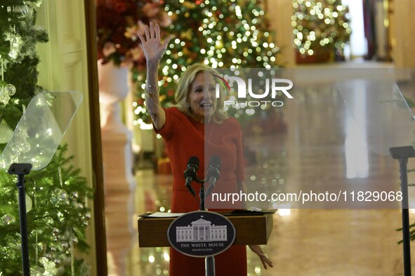 The First Lady Jill Biden delivers remarks to offer her holiday message to the nation and thanks the volunteers from across the country who...