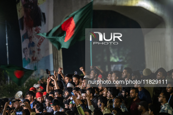 Leaders and activists from various student organizations stage a demonstration in the Dhaka University area in Dhaka, Bangladesh, on Decembe...