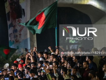 Leaders and activists from various student organizations stage a demonstration in the Dhaka University area in Dhaka, Bangladesh, on Decembe...