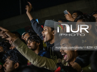 Leaders and activists from various student organizations stage a demonstration in the Dhaka University area in Dhaka, Bangladesh, on Decembe...