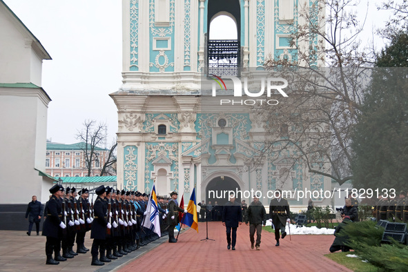 In Kyiv, Ukraine, on December 2, 2024, Federal Chancellor of Germany Olaf Scholz and President of Ukraine Volodymyr Zelenskyy (L to R) walk...