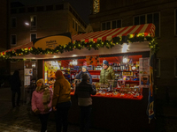 Israel stands with different items at the adjacent market of the Nuremberg Christmas Market in Nuremberg, Bavaria, Germany, on December 1, 2...