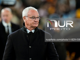 Claudio Ranieri head coach of AS Roma looks on during the Serie A Enilive match between AS Roma and Atalanta BC at Stadio Olimpico on Decemb...