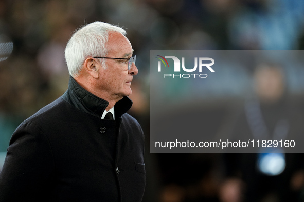 Claudio Ranieri head coach of AS Roma looks on during the Serie A Enilive match between AS Roma and Atalanta BC at Stadio Olimpico on Decemb...