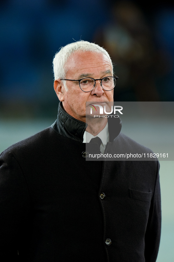 Claudio Ranieri head coach of AS Roma looks on during the Serie A Enilive match between AS Roma and Atalanta BC at Stadio Olimpico on Decemb...