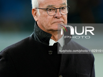 Claudio Ranieri head coach of AS Roma looks on during the Serie A Enilive match between AS Roma and Atalanta BC at Stadio Olimpico on Decemb...