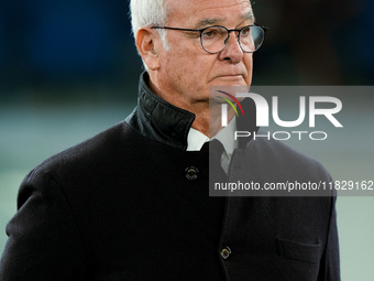 Claudio Ranieri head coach of AS Roma looks on during the Serie A Enilive match between AS Roma and Atalanta BC at Stadio Olimpico on Decemb...