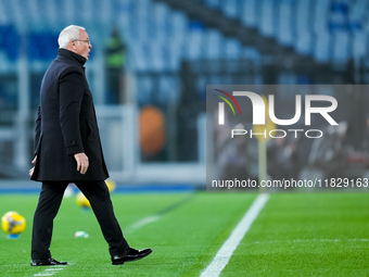 Claudio Ranieri head coach of AS Roma looks on during the Serie A Enilive match between AS Roma and Atalanta BC at Stadio Olimpico on Decemb...