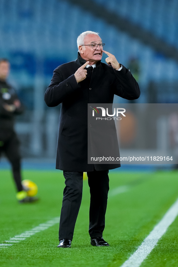 Claudio Ranieri head coach of AS Roma gestures during the Serie A Enilive match between AS Roma and Atalanta BC at Stadio Olimpico on Decemb...