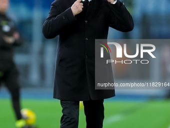 Claudio Ranieri head coach of AS Roma gestures during the Serie A Enilive match between AS Roma and Atalanta BC at Stadio Olimpico on Decemb...