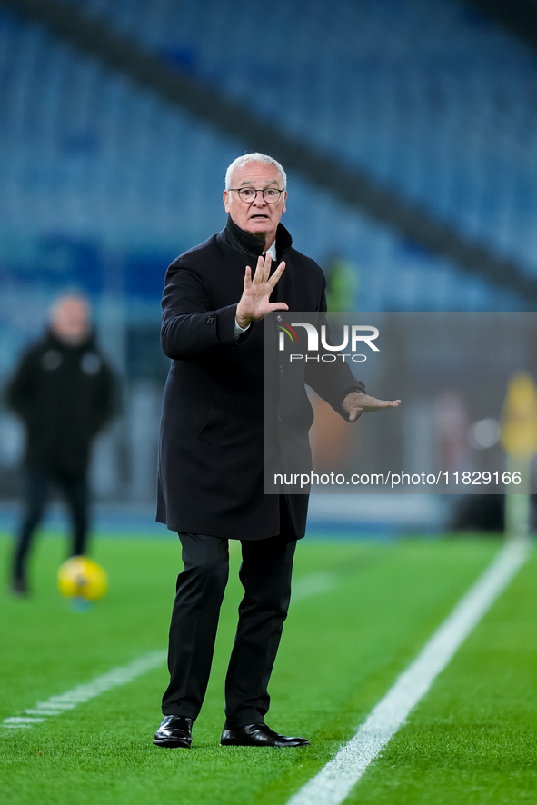 Claudio Ranieri head coach of AS Roma gestures during the Serie A Enilive match between AS Roma and Atalanta BC at Stadio Olimpico on Decemb...