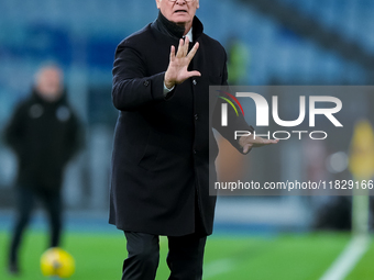 Claudio Ranieri head coach of AS Roma gestures during the Serie A Enilive match between AS Roma and Atalanta BC at Stadio Olimpico on Decemb...