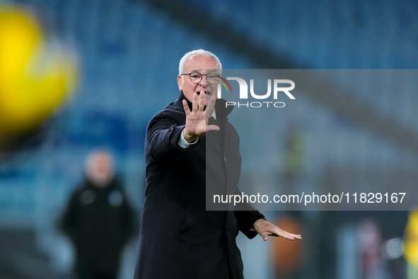 Claudio Ranieri head coach of AS Roma gestures during the Serie A Enilive match between AS Roma and Atalanta BC at Stadio Olimpico on Decemb...