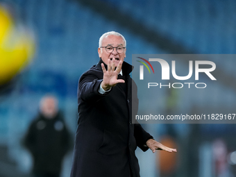 Claudio Ranieri head coach of AS Roma gestures during the Serie A Enilive match between AS Roma and Atalanta BC at Stadio Olimpico on Decemb...