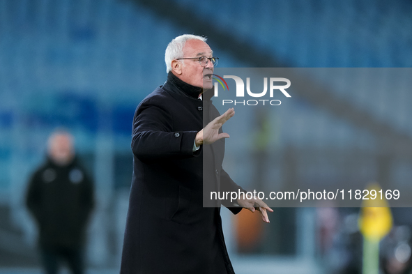 Claudio Ranieri head coach of AS Roma gestures during the Serie A Enilive match between AS Roma and Atalanta BC at Stadio Olimpico on Decemb...