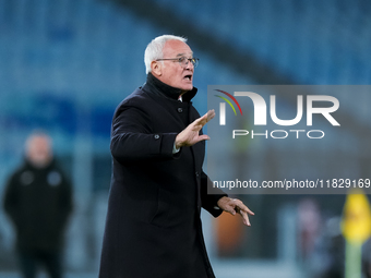 Claudio Ranieri head coach of AS Roma gestures during the Serie A Enilive match between AS Roma and Atalanta BC at Stadio Olimpico on Decemb...