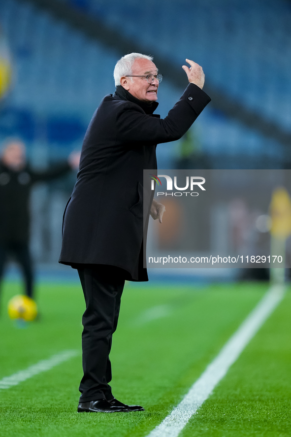 Claudio Ranieri head coach of AS Roma gestures during the Serie A Enilive match between AS Roma and Atalanta BC at Stadio Olimpico on Decemb...