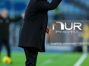 Claudio Ranieri head coach of AS Roma gestures during the Serie A Enilive match between AS Roma and Atalanta BC at Stadio Olimpico on Decemb...