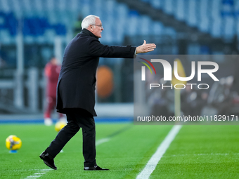 Claudio Ranieri head coach of AS Roma gestures during the Serie A Enilive match between AS Roma and Atalanta BC at Stadio Olimpico on Decemb...