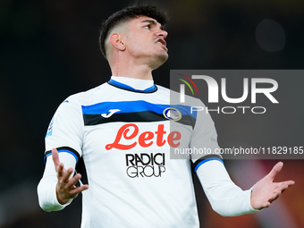 Raoul Bellanova of Atalanta BC looks dejected during the Serie A Enilive match between AS Roma and Atalanta BC at Stadio Olimpico on Decembe...