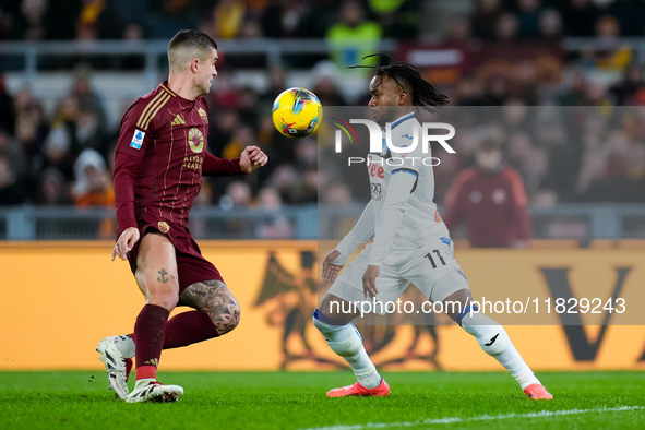 Ademola Lookman of Atalanta BC during the Serie A Enilive match between AS Roma and Atalanta BC at Stadio Olimpico on December 02, 2024 in R...