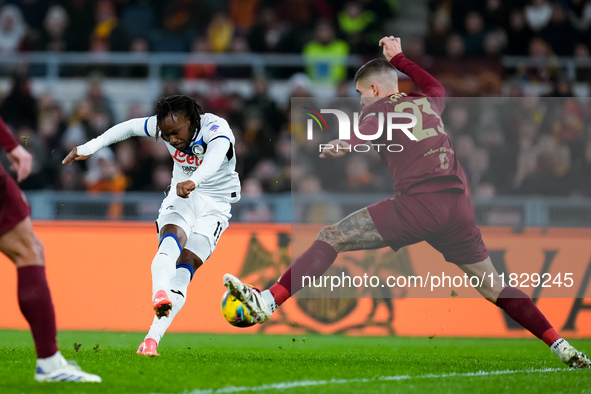 Ademola Lookman of Atalanta BC scores first goal disallowed by referee during the Serie A Enilive match between AS Roma and Atalanta BC at S...