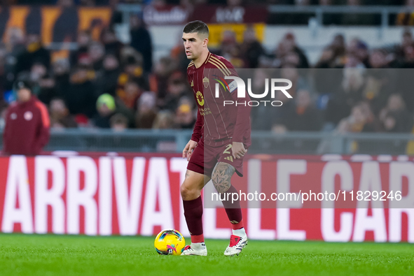 Gianluca Mancini of AS Roma during the Serie A Enilive match between AS Roma and Atalanta BC at Stadio Olimpico on December 02, 2024 in Rome...