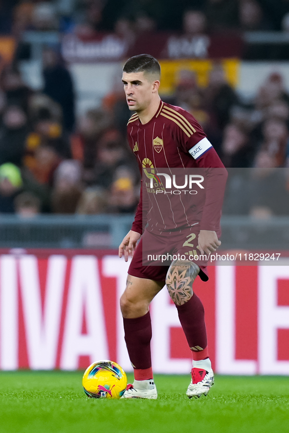 Gianluca Mancini of AS Roma during the Serie A Enilive match between AS Roma and Atalanta BC at Stadio Olimpico on December 02, 2024 in Rome...