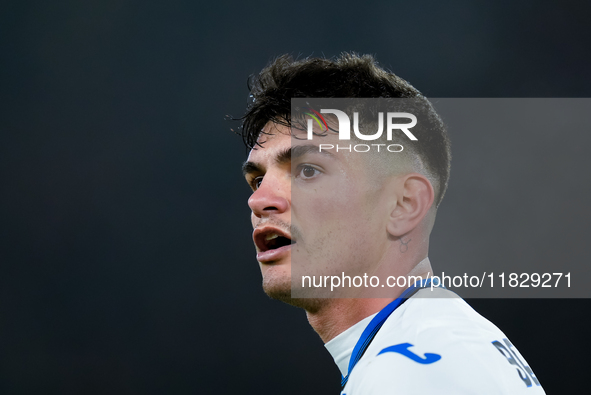 Raoul Bellanova of Atalanta BC looks on during the Serie A Enilive match between AS Roma and Atalanta BC at Stadio Olimpico on December 02,...