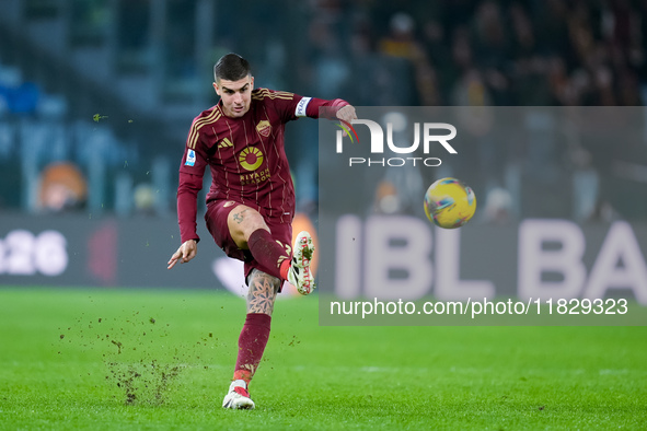 Gianluca Mancini of AS Roma during the Serie A Enilive match between AS Roma and Atalanta BC at Stadio Olimpico on December 02, 2024 in Rome...