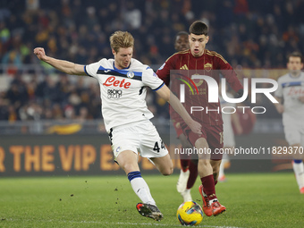 Atalanta's Marco Brescianini participates in the Serie A soccer match between AS Roma and Atalanta BC at Stadio Olimpico in Rome, Italy, on...