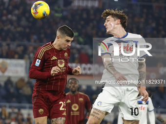 Atalanta's Nicolo Zaniolo scores their second goal during the Serie A soccer match between AS Roma and Atalanta BC at Stadio Olimpico in Rom...