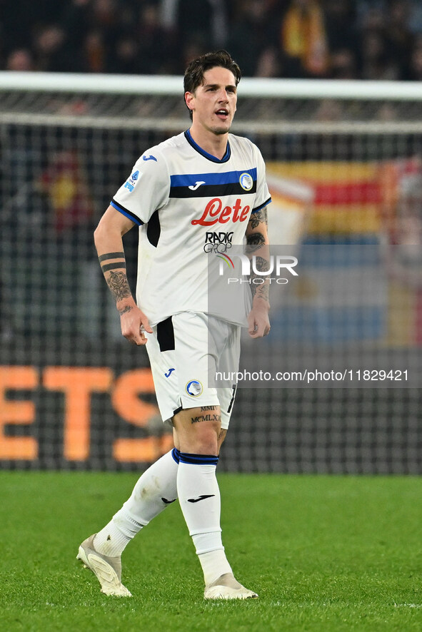 Nicolo Zaniolo of Atalanta B.C. celebrates after scoring the goal to make it 0-2 during the 14th day of the Serie A Championship between A.S...