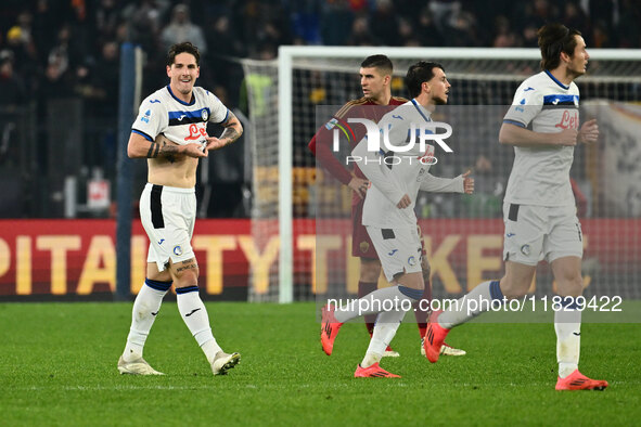 Nicolo Zaniolo of Atalanta B.C. celebrates after scoring the goal to make it 0-2 during the 14th day of the Serie A Championship between A.S...