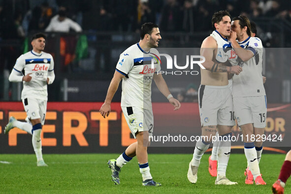 Nicolo Zaniolo of Atalanta B.C. celebrates after scoring the goal to make it 0-2 during the 14th day of the Serie A Championship between A.S...