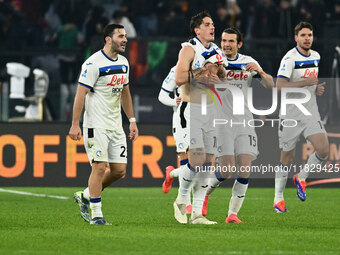 Nicolo Zaniolo of Atalanta B.C. celebrates after scoring the goal to make it 0-2 during the 14th day of the Serie A Championship between A.S...