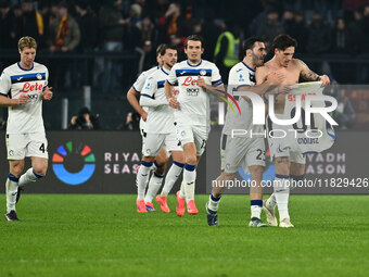 Nicolo Zaniolo of Atalanta B.C. celebrates after scoring the goal to make it 0-2 during the 14th day of the Serie A Championship between A.S...