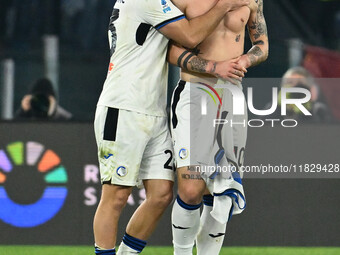 Nicolo Zaniolo of Atalanta B.C. celebrates after scoring the goal to make it 0-2 during the 14th day of the Serie A Championship between A.S...