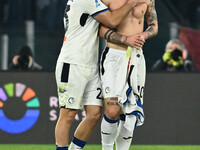 Nicolo Zaniolo of Atalanta B.C. celebrates after scoring the goal to make it 0-2 during the 14th day of the Serie A Championship between A.S...