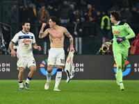 Nicolo Zaniolo of Atalanta B.C. celebrates after scoring the goal to make it 0-2 during the 14th day of the Serie A Championship between A.S...