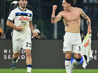 Nicolo Zaniolo of Atalanta B.C. celebrates after scoring the goal to make it 0-2 during the 14th day of the Serie A Championship between A.S...