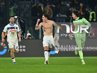 Nicolo Zaniolo of Atalanta B.C. celebrates after scoring the goal to make it 0-2 during the 14th day of the Serie A Championship between A.S...