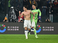 Nicolo Zaniolo of Atalanta B.C. celebrates after scoring the goal to make it 0-2 during the 14th day of the Serie A Championship between A.S...