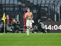 Nicolo Zaniolo of Atalanta B.C. celebrates after scoring the goal to make it 0-2 during the 14th day of the Serie A Championship between A.S...