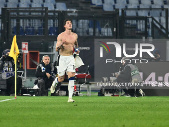 Nicolo Zaniolo of Atalanta B.C. celebrates after scoring the goal to make it 0-2 during the 14th day of the Serie A Championship between A.S...