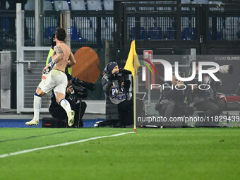 Nicolo Zaniolo of Atalanta B.C. celebrates after scoring the goal to make it 0-2 during the 14th day of the Serie A Championship between A.S...