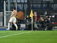 Nicolo Zaniolo of Atalanta B.C. celebrates after scoring the goal to make it 0-2 during the 14th day of the Serie A Championship between A.S...