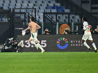 Nicolo Zaniolo of Atalanta B.C. celebrates after scoring the goal to make it 0-2 during the 14th day of the Serie A Championship between A.S...