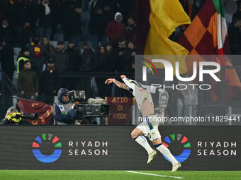 Nicolo Zaniolo of Atalanta B.C. celebrates after scoring the goal to make it 0-2 during the 14th day of the Serie A Championship between A.S...